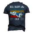Vintage Best Dog Dad Ever Siberian Husky Fathers Day Men's 3D T-shirt Back Print Navy Blue