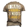 Bald Dad Father Of Three Triplets Husband Fathers Day Men's 3D T-Shirt Back Print Khaki