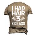 Bald Dad Father Of Three Triplets Husband Fathers Day Men's 3D T-Shirt Back Print Khaki