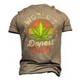 Fathers Day 420 Weed Dad Vintage Worlds Dopest Dad Men's 3D T-Shirt Back Print Khaki