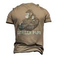 Gorilla Papa Father And Baby Dad Fathers Day Men's 3D T-shirt Back Print Khaki