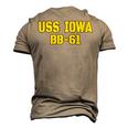 Iowa Battleship Veteran Warship Bb61 Father Grandpa Dad Son Men's 3D T-Shirt Back Print Khaki