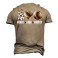 Peace Love Hockey Mommy Dad Boys Girls Son Daughter Men's 3D T-shirt Back Print Khaki