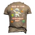 Space Astronaut Planets Birthday Theme Dad Of Birthday Boy Men's 3D T-shirt Back Print Khaki