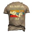 Vintage Best Dog Dad Ever Siberian Husky Fathers Day Men's 3D T-shirt Back Print Khaki