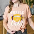 Purple And Gold Game Day Group Purple And Gold Vibes Bella Canvas T-shirt Heather Peach