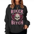 Biker Bitch Skull Motorcycle Wife Sexy Babe Chick Lady Rose Women Sweatshirt