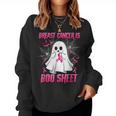 Breast Cancer Is Boo Sheet Ghost Halloween Awareness Groovy Women Sweatshirt