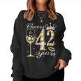 Cheers To 42 Years Old Happy 42Th Birthday Queen Drink Wine Women Sweatshirt
