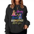 Cute Beauty Or Beat Godmother Loves You Gender Reveal Party Women Crewneck Graphic Sweatshirt