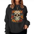 Floral Sugar Skull Day Of Dead Dia De Los Muertos Women Sweatshirt