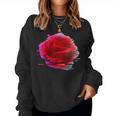 Glitch Rose Vaporwave Aesthetic Trippy Floral Psychedelic Women Sweatshirt