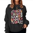 Groovy Thick Thighs Spooky Vibes Ghost Halloween Women Sweatshirt