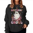 Happy Birthday Ghoul Retro Hippie Halloween Ghost Floral Women Sweatshirt
