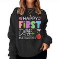 Happy First Day Lets Do This Welcome Back To School Teacher Women Crewneck Graphic Sweatshirt