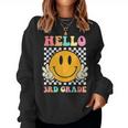 Hello 3Rd Grade Hippie Smile Face Back To School First Day Women Sweatshirt
