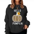 Hello Pumpkin Sunflower Halloween Fall Thanksgiving Fall Thanksgiving Women Sweatshirt