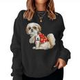I Love Mom Tattoo Shih Tzu Mom Funny Mothers Day Gifts Women Crewneck Graphic Sweatshirt