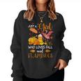 Just A Girl Who Loves Fall And Flamingo Halloween Flamingo Flamingo Halloween Women Sweatshirt