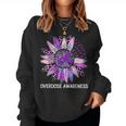 Leopard Sunflower Overdose Awareness Month Purple Ribbon Women Sweatshirt