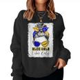 Messy Bun Blue And Gold Vibes Only School Football Game Day Women Sweatshirt