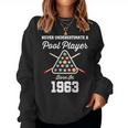 Never Underestimate A Pool Player Born In 1963 60Th Birthday Women Crewneck Graphic Sweatshirt