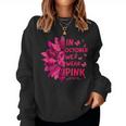 In October We Wear Leopard Pink Sunflower Breast Cancer Women Sweatshirt