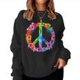 Peace Love Hippie Sign Love Flower World Peace Day Women Sweatshirt