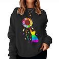 Rainbow Sunflower Cat Love Is Love Lgbt Gay Lesbian Pride Women Sweatshirt