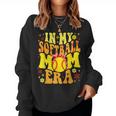 Retro Groovy In My Softball Mom Era Softball Mama Mom Life Women Sweatshirt