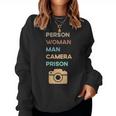 Retro Quote Person Woman Man Camera Prison Women Crewneck Graphic Sweatshirt