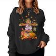 Scarecrow Autumn Hello Fall Pumpkin Thanksgiving Halloween Women Sweatshirt