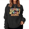 Somebodys Feral Mama Family Pun Groovy Mom Floral For Mom Women Sweatshirt