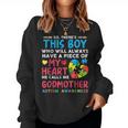 Theres This Boy He Calls Me Godmother Autism Awareness Women Crewneck Graphic Sweatshirt