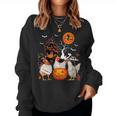 Three Chickens Halloween Mummy Scary Witch With Pumpkins Women Sweatshirt