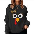 Turkey Face Girl Leopard Bow Thanksgiving Costume Turkey Women Sweatshirt