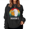 Vintage Halloween Booooks Cute Ghost Reading Books Teacher Women Sweatshirt