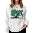 Cheer Mom Green Black White Leopard Letters Cheer Pom Poms Women Crewneck Graphic Sweatshirt