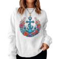 Colorful Flowers s Floral Nautical Sailing Boat Anchor Women Sweatshirt