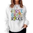 First Grade Rocks Back To School Teacher Students Women Crewneck Graphic Sweatshirt