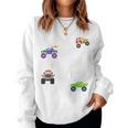 Kids 4 Year Old Monster Truck Birthday Party - Boy Or Girl Women Crewneck Graphic Sweatshirt
