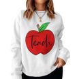 Teach Proud Teacher Teaching Job Pride Apple Pocket Print Women Sweatshirt