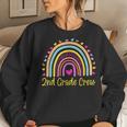 2Nd Grade Crew 2Nd Grade Teacher Rainbow Heart Women Sweatshirt Gifts for Her