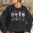 4Th Of July Wine Glasses Independence Day American Flag Women Sweatshirt Gifts for Her