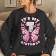 7Th Birthday Girl 7 Years Butterflies And Number 7 Women Sweatshirt Gifts for Her