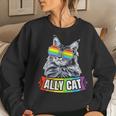 Ally Cat Straight Lgbt Supporter Gay Pride Ally Rainbow Women Sweatshirt Gifts for Her