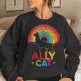 Allycat Lgbt Cat With Ally Pride Rainbow Women Crewneck Graphic Sweatshirt Gifts for Her
