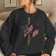 American By Birth Christian By Choice Dad By The Grace Women Crewneck Graphic Sweatshirt Gifts for Her