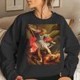 Angels Archangel Michael Defeating Satan Christian Warrior Women Sweatshirt Gifts for Her