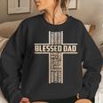 Blessed Dad Fathers Day Cross Christian Papa Pop Husband Women Crewneck Graphic Sweatshirt Gifts for Her